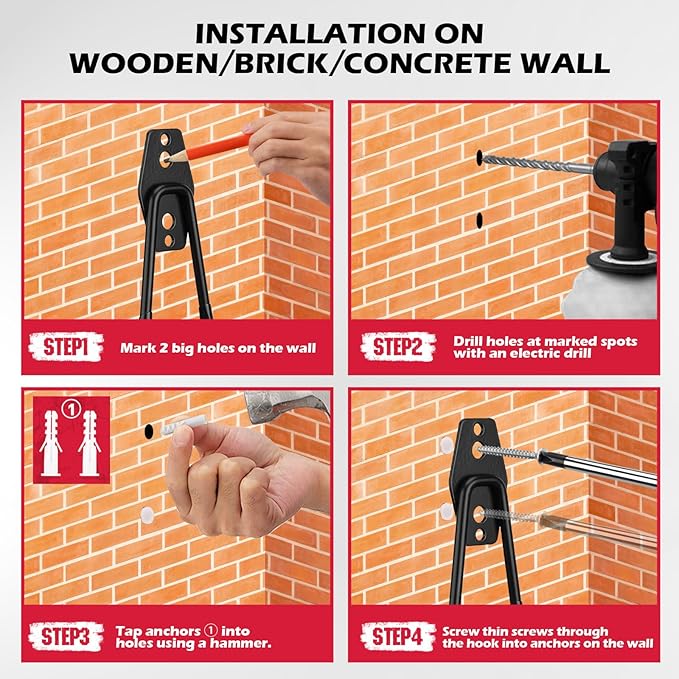 20 Pack Heavy Duty Garage Storage Hooks with Extension Cord Organizer, Solid Steel Wall Mount Hook Set with Anti-Slip Coating Utility J Hooks for Ladders,Bikes,Ropes,Broom,Garden,Yard and Power Tools