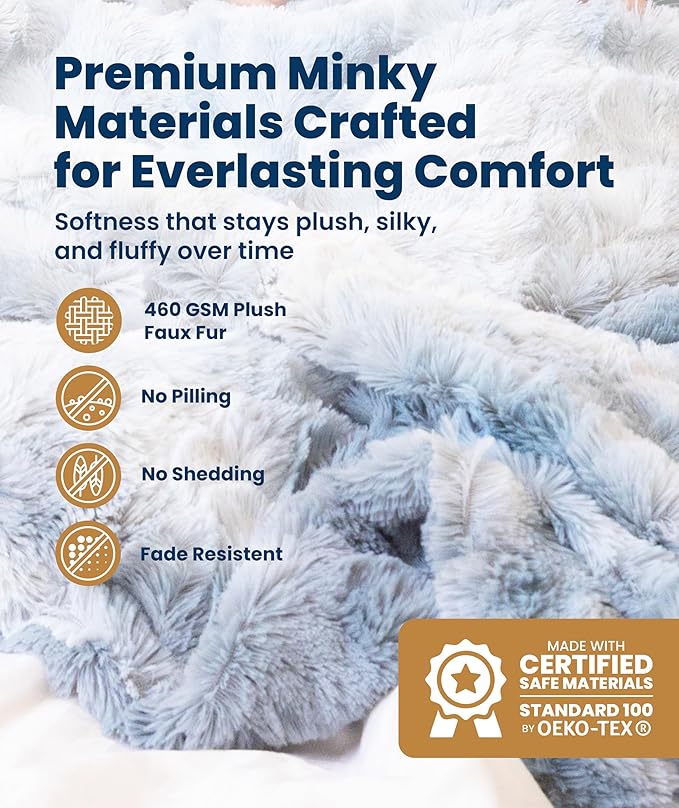 Everlasting Comfort Soft & Comfortable Arctic Blue Faux Fur Throw Blanket for Couch - (50"x65") Minky & Fluffy Fall Blankets & Throws, Plush Fuzzy Cover for Bed, Sofa & Living Room - Cozy Home Decor