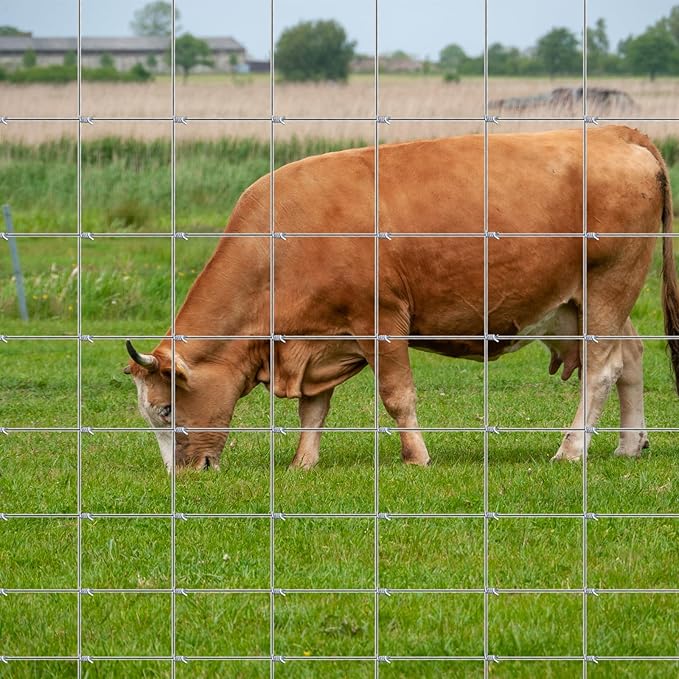 Farm Fence 4FT x 100FT, Heavy Duty Livestock Fence, Galvanized Welded Wire Fence for Deer, Cattle, Goat, Hog, Sheep, Animals and Field Protection