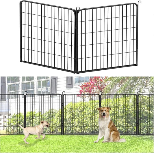 Decorative Metal Garden Fence Add-on Fence Panels, 32in(H) x 5.3Ft(L) No Dig Fence 2 Panels Fencing for Dogs Animal Barrier Fence Garden Fencing for Yard, Patio, Without Gate