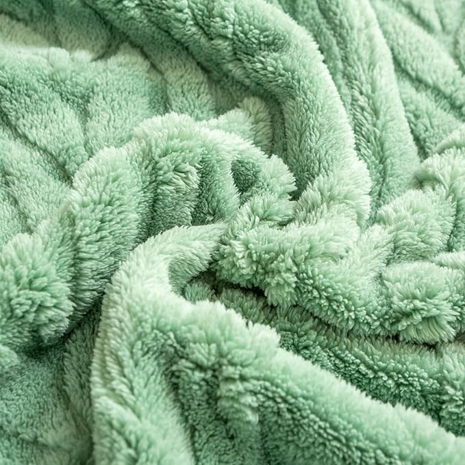 YUSOKI Sherpa Queen Size Blanket-3D Stylish Design Super Soft Fuzzy Cozy Warm Blanket Thick Plush Fluffy Furry Blankets for Teen Girls Women Couch Bed Sofa Chair Men Boys Gift(Sage Green,90"x90")