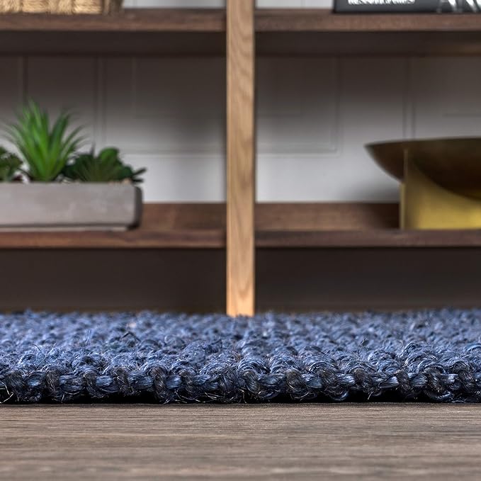 JONATHAN Y Pata Hand Woven Chunky Jute Navy Runner Rug, 2x8, Bohemian, Rustic, Cottage, Easy-Cleaning for Living Room, Bedroom, Kitchen, Non-Shedding (NRF102D-2)
