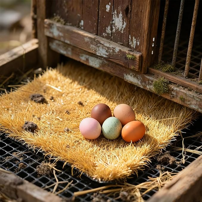 8 Pack Chicken Nesting Pads for Chicken Coop, 11.8"x11.8" Reusable Plastic Artificial Grass Nesting Box Pads Washable Laying Eggs Turf Egg-Protecting Mats for Coops, Pets & Crafts - Yellow