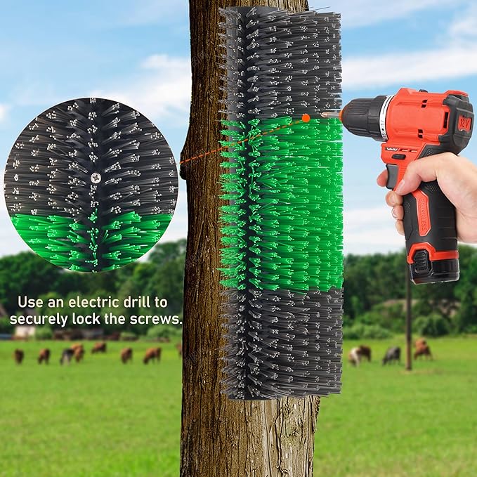 Livestock Scratch Brushes, Horse Scratcher Full Massage Brush Kit for Relieving Back Itching, Green