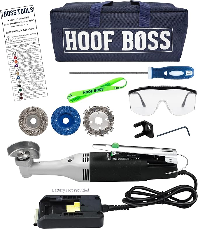 Hoof Boss - Goat Hoof Trimmers Basic Mobile Set - Requires 20 Volt Battery Not Included - Goat Hooves Trimmer Tool Kit - Grinder Discs and Accessories Included