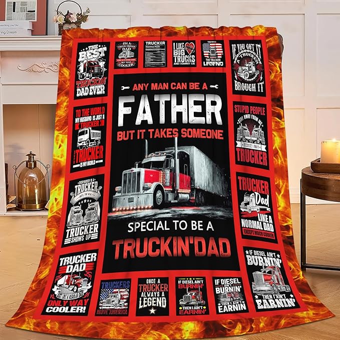 Truck Driver Blanket Best Truck Driver Blankets Fleece Plush Flannel Super Soft Cozy Warm Lightweight Trucker Decor Gifts for Boys Girls Kids Adults Men Women 40" x 50"