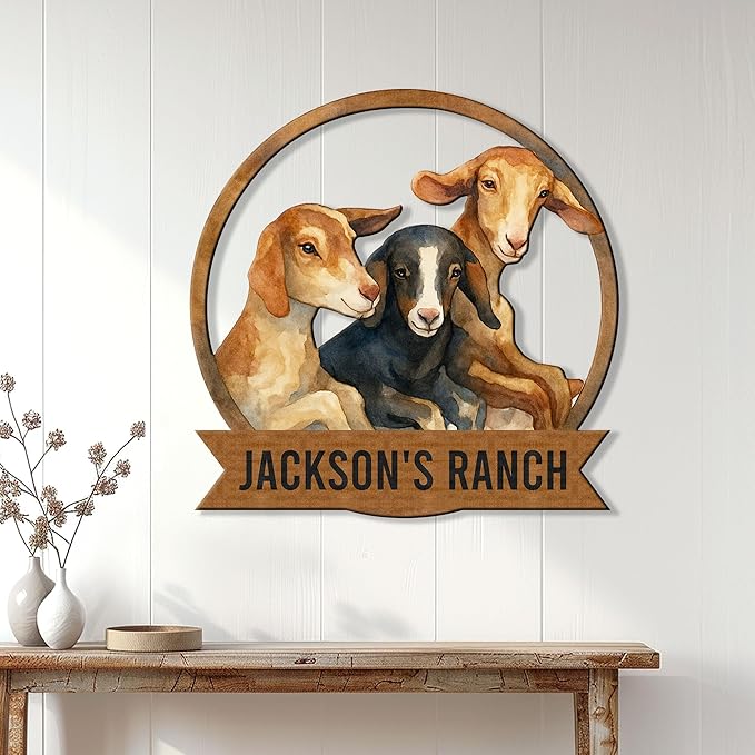 Personalized Goat Metal Sign, Custom Farm Animal Sign for Porch Fence Yard – Home Decor Gifts for Goat Owner, Farmers, Homesteaders, Birthday or Housewarming Gift