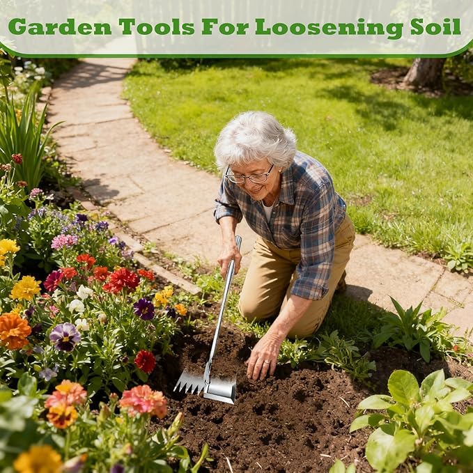 Weed Puller Tool,Weeding Tools Gardening,304 Stainless Steel Garden Tools for Weeding,Weed Tool for Weeding,Digging,Loosening Soil,Easy Weeding and Root Pulling