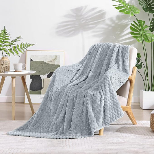 Monbix Haze Blue Fleece Throw Blanket for Couch- Room Decor Soft Cozy Blankets for Women, Lightweight Fuzzy Fleece Flannel Bed Blanket Suitable for All Seasons(60"×80",Haze Blue)