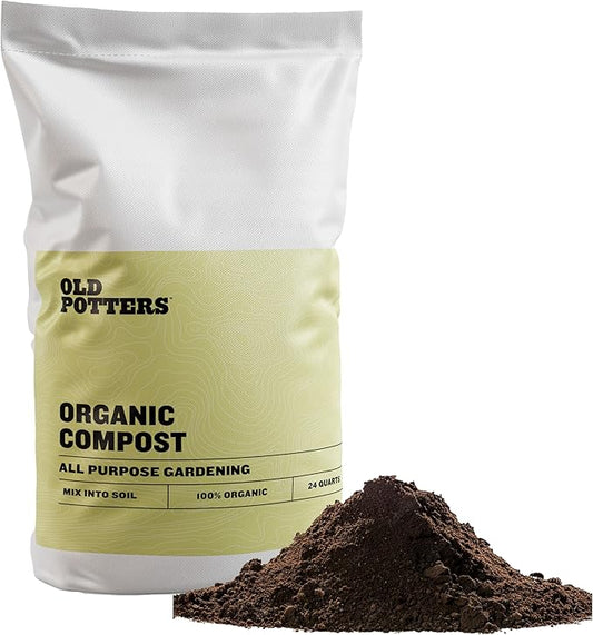 Old Potters Organic Compost - Plant Based Potting Soil - Home, Garden Fertilizer - Complete Food - Boosts Plant Growth - Use for Indoor and Outdoor Farming ~25 lbs (24 Quarts)