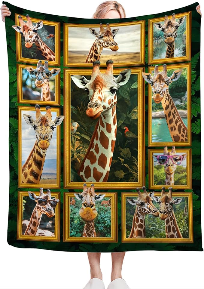 Giraffe Blanket Gifts for Girls Boys Lovers Soft Warm Plush Cool Giraffe Throw Blanket Flannel Fleece Fuzzy Stuff Blanket for Bed Couch Living Room Decor 60"X50"