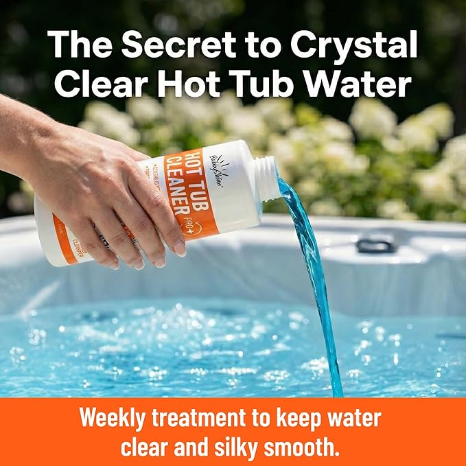 5-in-1 Weekly Hot Tub Cleaner & Clarifier – Removes Oils, Scum & Cloudy Water – Natural Enzyme Spa Treatment & Conditioner for Standard & Inflatable Hot Tubs – 16 Weekly Treatments – Made in USA