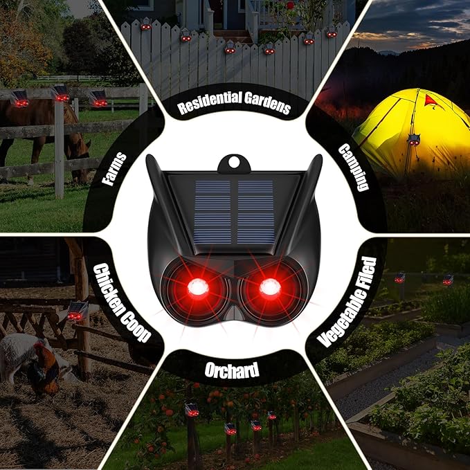 Qualirey 10 Pack Solar Animal Repellent Nocturnal Predator Control Light Animal Repellent for Coyote, Raccoon, Deer, Skunk Outdoor Predator Deterrent Devices for Garden Yard Farm Chicken Coop