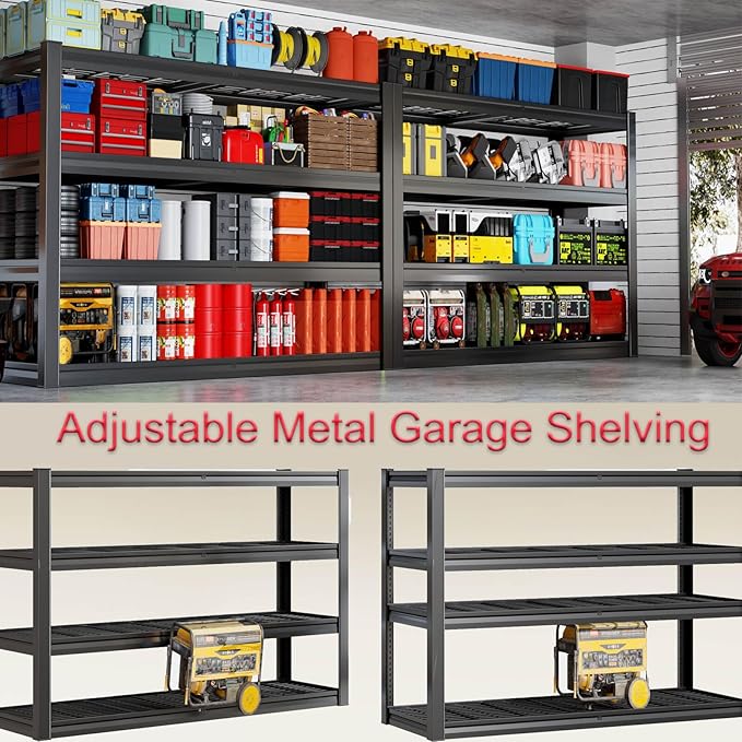 5-Tier Storage Shelves, 68" W Garage Shelving Heavy Duty Metal Adjustable Garage Shelves, Shelving Units Industrial Shelving for Warehouse, 68" W x 20" D x 84" H,Black