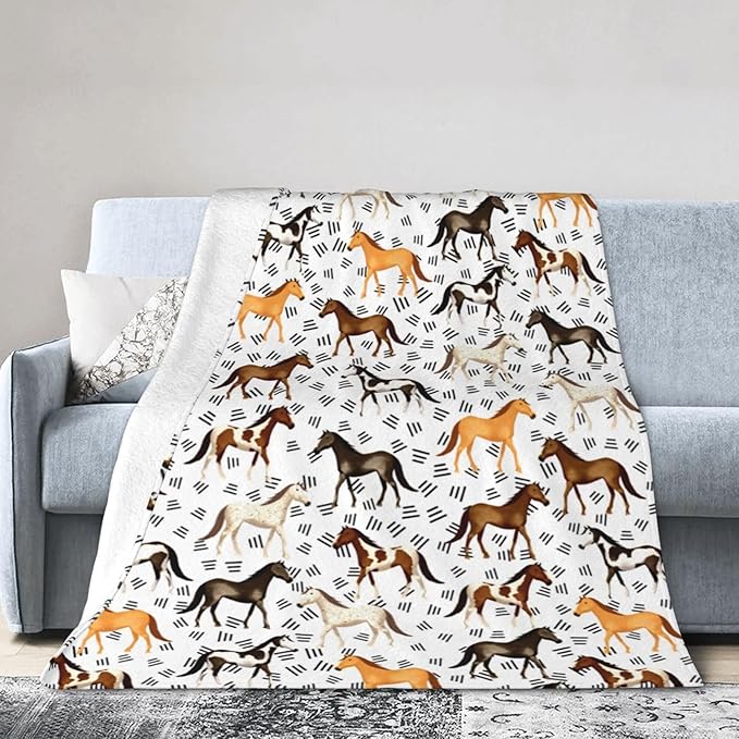 Horse Blanket Horse Gifts for Girls Boys Soft Throw Blanket Fleece Comfy Plush Flannel Travel for Outdoor Couch Sofa Birthday for Women Men Kids