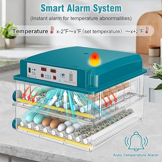 120 Egg Incubator with Humidity Display, Automatic Temperature Control and Egg Turner, Auto Water Replenishment for Hatching Chickens Quail Duck Goose