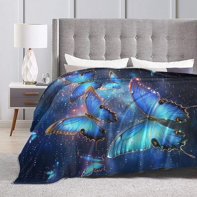 Butterfly Blanket Butterflies Blankets Fleece Plush Flannel Super Soft Cozy Fuzzy Warm Lightweight Stuff Butterfly Decor Gifts for Boys Girls Kids Adults Men Women 60" x 80"