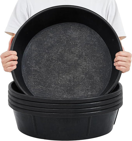 Sadnyy 5 Pcs 3 Gallon/ 12 Quart Rubber Feeder Pan, Rubber Feed Pan Utility Horse Feed Bucket Dog Bowl Horse Feeder for Cats Dogs Goats Chicken Dust Bath Container Animal Feeding, 10.6 x 4.1 Inch