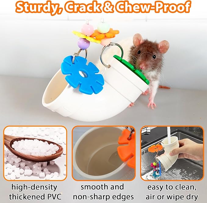 Rat Enrichment Toys, Wide Opening Rat Foraging Toy for Various Treats, Slow Feeder Hanging Fancy Mice Cage Accessories Puzzle Toy More Healthy, Easy-Clean Rodent Toys for Rats, Mice or Parakeets