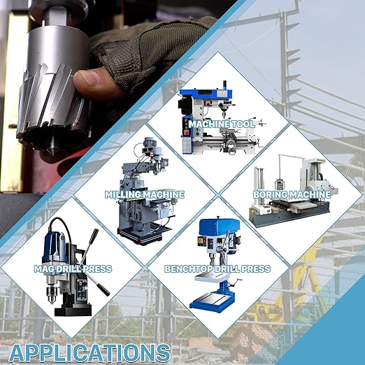 KEENTECH 14-PC Carbide-Tipped Annular Cutter Set, 7/16" to 1-1/16" Cutting Diameter, 1-3/8" Cutting Depth, 1/4" Weldon Shank Mag Drill Bits Kit, 3pcs Pilot Pins& 1pc Hex Wrench Included