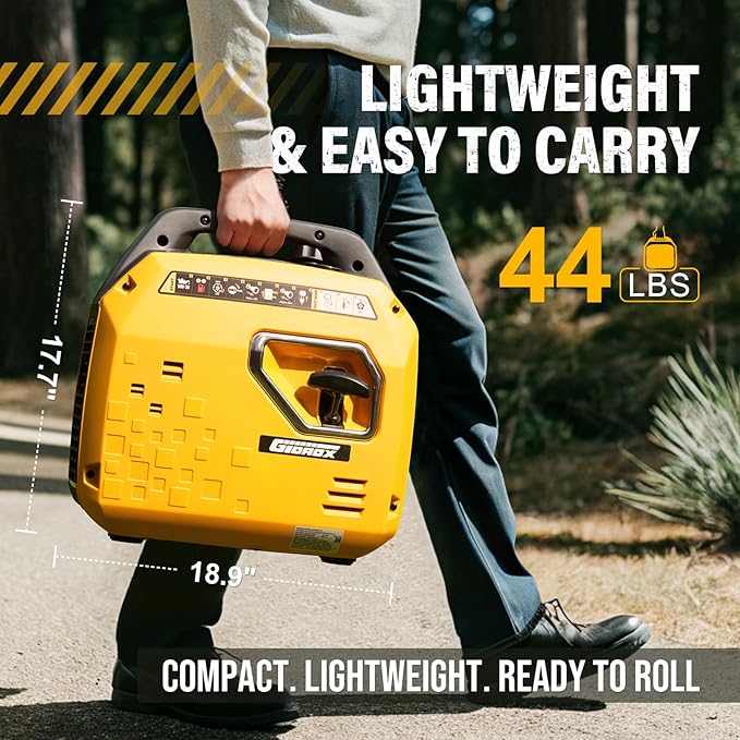 2500W Inverter Generator, Gas Powered,Portable Generator Clean Energy Source, CO Sensor,RV Ready, Parallel Capable,Super Quiet for Outdoor Camping EPA Compliant