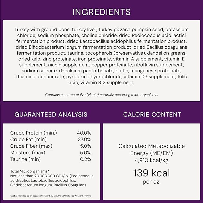 Stella & Chewy's Freeze-Dried Raw Cat Dinner Morsels - Premium Turkey Recipe with 98% Farm-Raised Meat & Organs - Natural Grain-Free Cat & Kitten Food - Made in USA - 3.5 oz