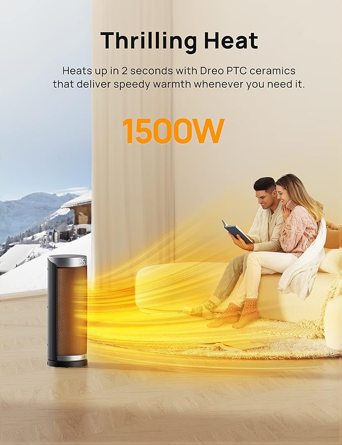 Dreo Space Heaters for Indoor Use, Electric Heater with Remote for Bedroom Large Room, 16 inch Upgraded 1500W Fast Heating with Thermostat, Overheating & Tip-Over Protection, 70°Oscillating, Portable