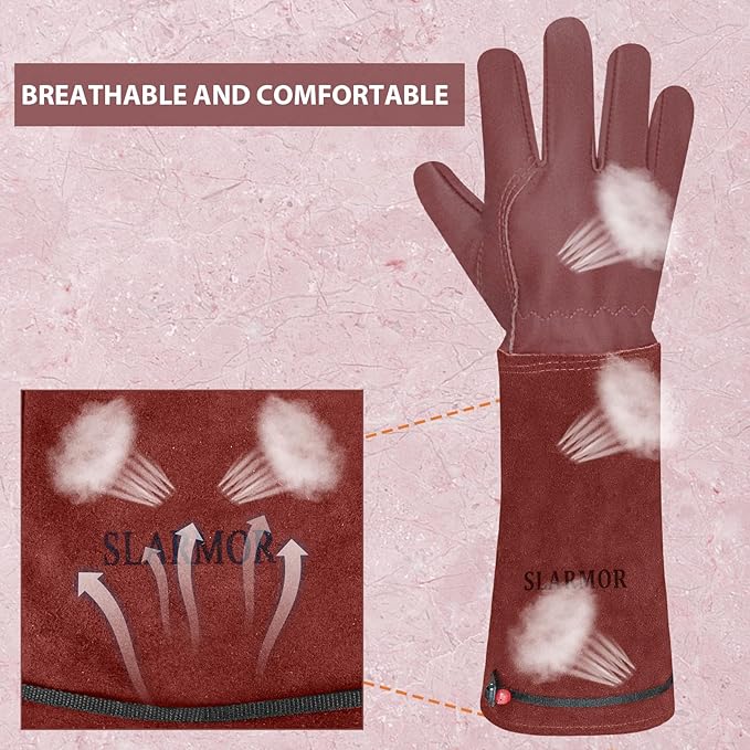Long Gardening-Gloves Women/Men-Thorn proof Rose Pruning Heavy Duty Gauntlet, Best Garden Gifts for Gardener-S