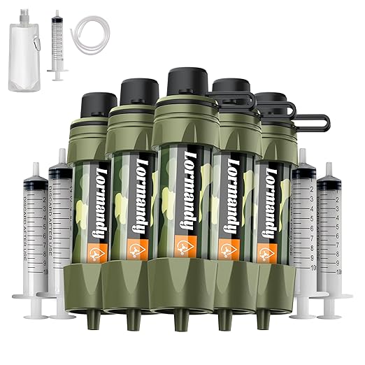 Water Filter Straw - Portable Emergency Water Purifier, Personal Water Filtration System, Reusable Straw Water Filter - Outdoor Survival Gear for Hiking, Camping Accessories and Travel (5pcs)