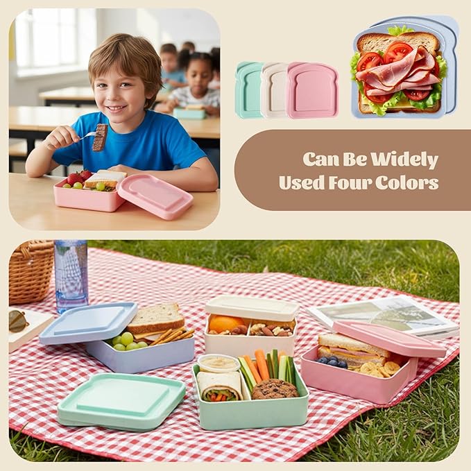 SHENLIU 12Pcs Sandwich Containers for Lunch Boxes, Reusable Sandwich Box Container for Adults, Sandwichs Holder Bread Container, BPA Free, Microwave & Dishwasher Safe, Travel, Office, Camping