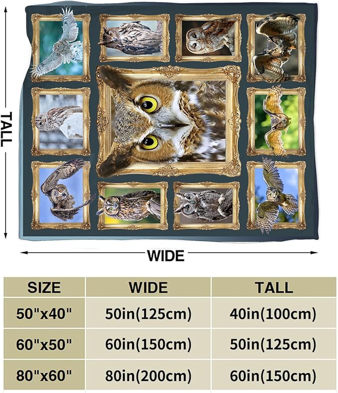 Owl Blanket Gifts for Girls Boys Soft Warm Plush Cute Owl Throw Blanket Flannel Fleece Fuzzy Stuff Blanket for Bed Couch Living Room Decor 80"X60"