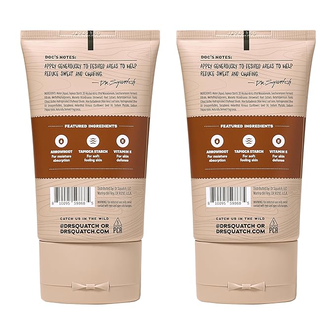 Dr. Squatch Whole Body Deodorant for Men - Odor + Sweat Control - Aluminum + Talc Free - Natural Ingredients - Dermatologist-Tested for All Skin Types - Wood Barrel Bourbon (3.4 fl oz, 2-Pack)