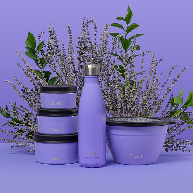 S'well Stainless Steel Water Bottle, 17oz, Hillside Lavender, Triple Layered Vacuum Insulated Containers Keeps Drinks Cold for 36 Hours and Hot for 18, BPA Free, Perfect for On the Go