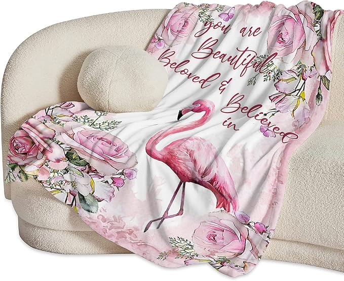 Tijuboni Flamingo Blanket Pink Flamingo Florals Throw Blanket for Girls Women Gifts for Kids Adults Ultra Soft Cozy Fleece Blanket for Couch Sofa Bed 50"x60"