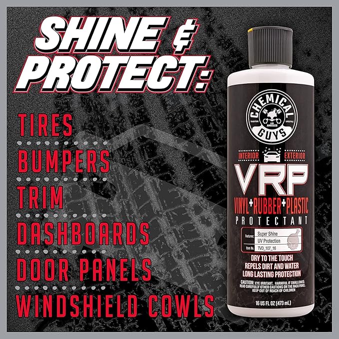 Chemical Guys VRP Protectant & WonderWave Applicator Kit - 16 oz Vinyl, Rubber, and Plastic Dressing with 2 Foam Applicators - Restores Your Car's Interior & Exterior Surfaces