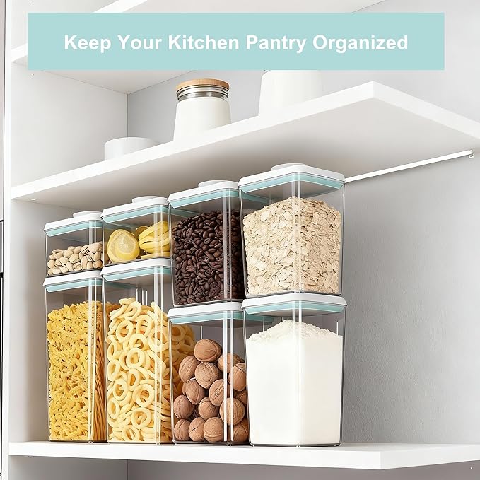 Pop Containers with Lids - Stackable Airtight Food Storage, Kitchen Pantry Storage Containers for Snacks Candy Salt Herbs Spices BPA-Free (15PCS (0.5 + 1.2 + 2.0 + 2.7 + 3.3 Qt) * 3)