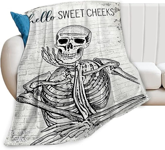 Funny Skull Throw Blanket - Skeleton Gifts & Decor, Soft Warm Cozy Fleece Blanket for Boys, Men, Girls, Women, Kids, Adults - 60"x50"