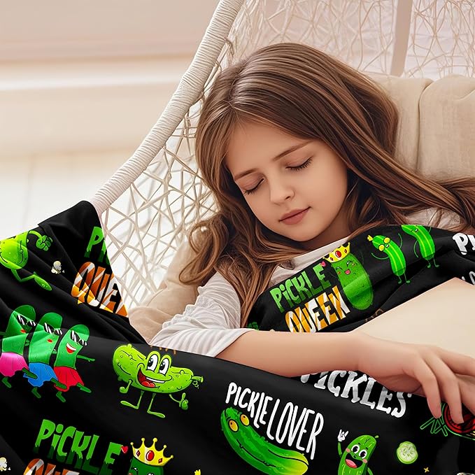 Pickle Blanket Gifts for Pickles Lovers Cute Pickles Flannel Throw Blanket Pickle Stuff Gifts for Girls Women Kids Birthday Decor 50" x 40"