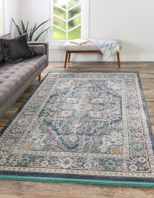 Unique Loom Baracoa Collection Area Rug - Prado (3' x 5' 1" Rectangle, Gray/ Blue)