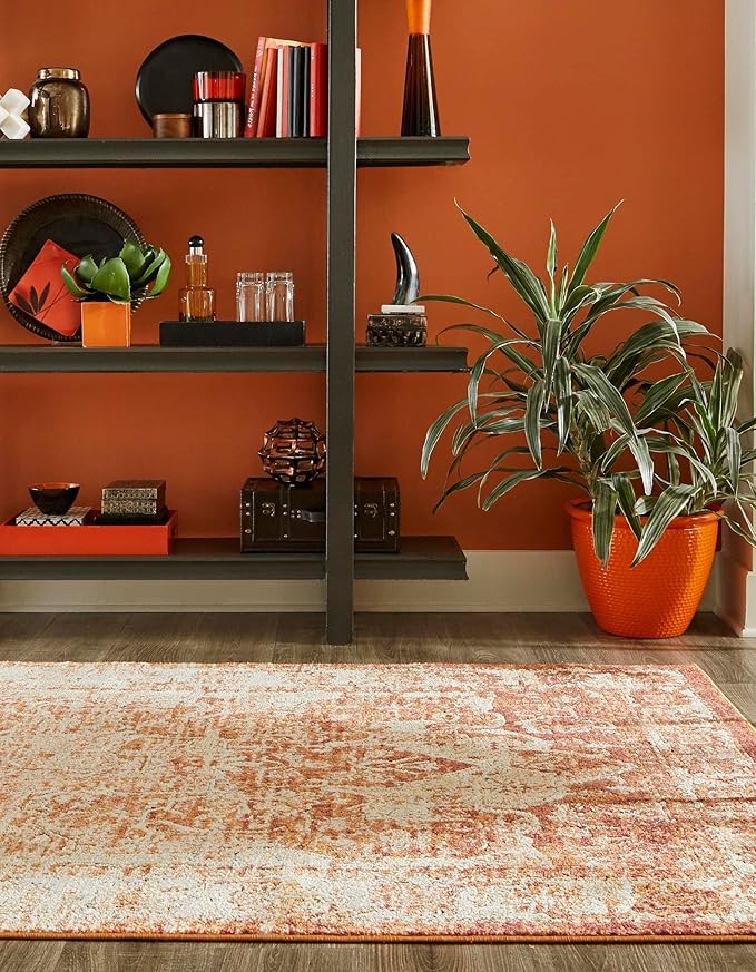Unique Loom Isabella Collection Area Rug - Adjani (9'x 12' 2" Rectangle, Rust Red/ Black)