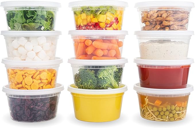 DuraHome Deli Containers with Lids 12 oz. Leakproof 40 Pack BPA-Free Plastic Microwaveable Clear Food Storage Container Premium Heavy-Duty Quality, Freezer & Dishwasher Safe (12 oz.)