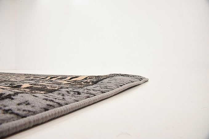 Unique Loom Taftan Collection Border Geometric Tribal Inspired Design Area Rug (7' 0 x 10' 0 Rectangular, Gray/ Black)