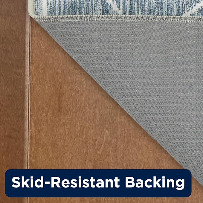 Wyatt & Ash Blue Grey Seta Imagine Printed Chenille 3' x 5' Non Skid & Machine Washable Accent Rug