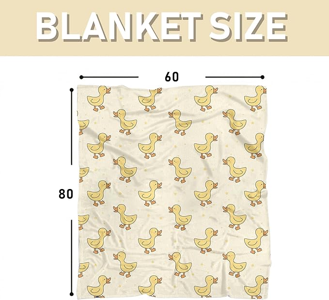 Cute Duck Blanket for Women Girls Kids Adults 60" x 80", Flannel Throw for Sofa Couch Bed Living Room, Gifts for Animal Lovers