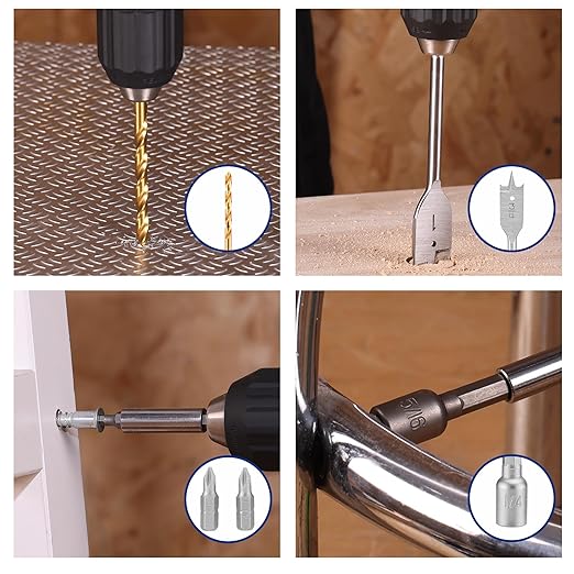 WORKPRO Drill Bit Set, 66-Pieces Impact Driver Bits Set and Screwdriver Bits Set for Screw Driving and Wood Metal Drilling with Storage Case, 1/4" Hex Shank