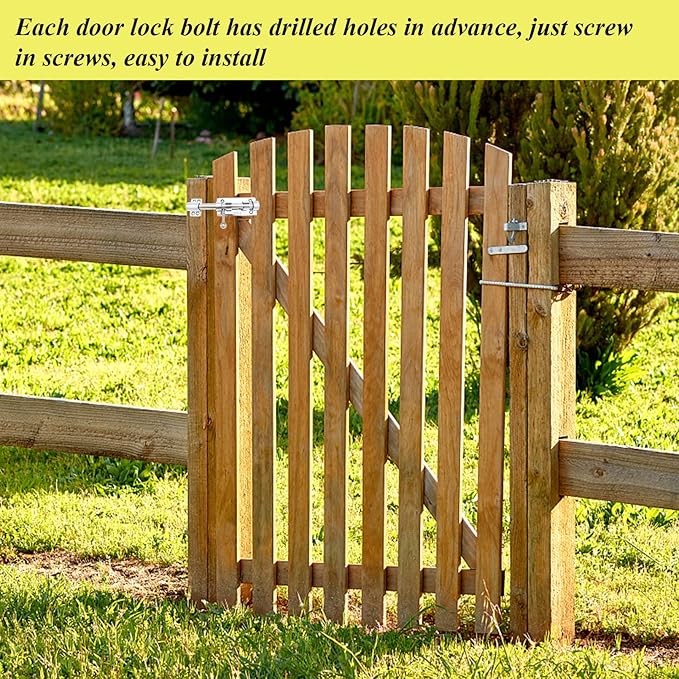 8in Slide Bolt Gate Latch 304 Stainless Steel Barrel Bolt Latch Heavy Duty Door Security Lock Thickened Door Latches Hardware with Mounting Screws for Barn Fence Shed Basement