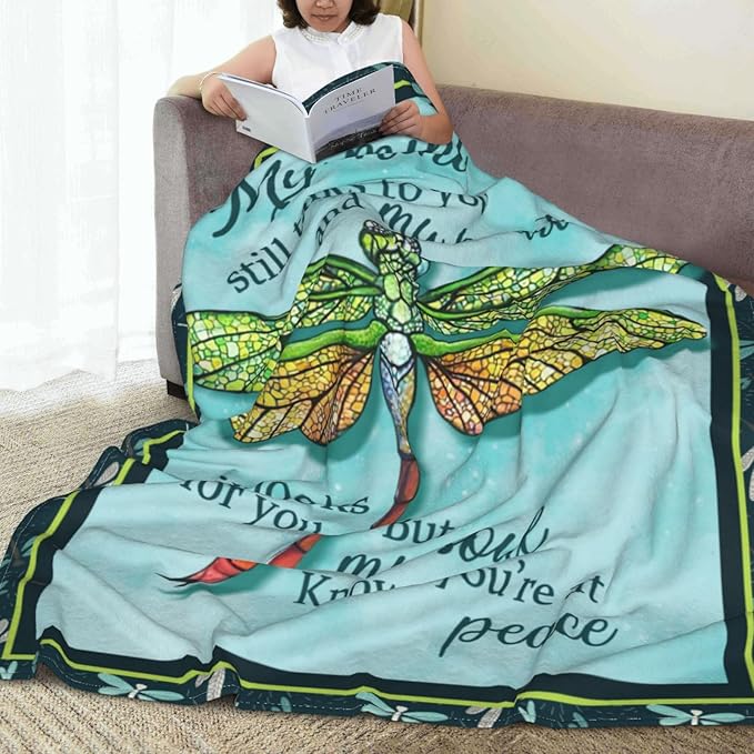 Dragonfly Blanket Dragonfly Throw Blanket Soft Fleece Flannel Bedding Dragonflies Gifts for Women Girls Lovers Adults Stuff Plush for Couch Sofa Bed Room Decor 40"X50"