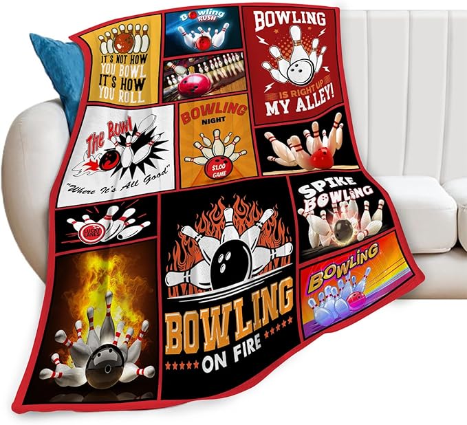 Bowling Blanket Bowling Sport Lover Throw Blankets Gifts for Girls Boys Kids Soft Cozy Fleece Plush for Couch Sofa Bed 80"x60"