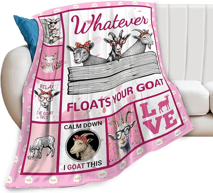 Goat Blanket, Pink Goats Throw Blanket, Sheep Gifts Blankets Stuff Fleece Flannel Plush for Girls Women Men Boys Lovers Adults Soft Bedding Gift for Sofa Bed Office Home Decor 40"X50"
