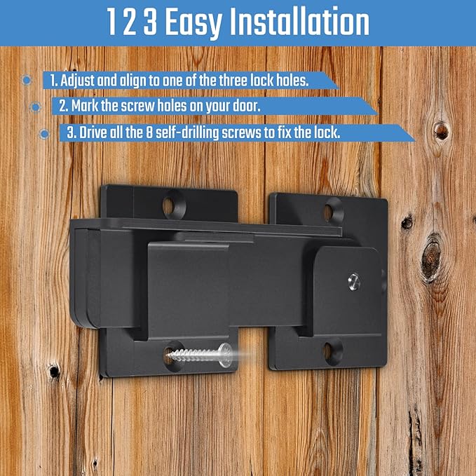 7.5" Flip Gate Latch Lock with Padlock Holes 2Pack, 4mm Heavy Duty Aluminum Alloy Door Latch for Outdoor Wooden Fence, Swing and Sliding Open Gate, Double Gate, Barn Door, Shed, Vinyl Fence